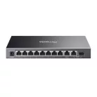 TP-LINK Switch 9x1000Mbps (8xPOE+) +1xGigabit SFP kombó Fémházas Easy Smart (Omada), ES210GP