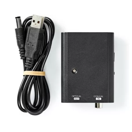 Nedis ACON2505BK digitális audió konverter, digitális koax bemenet,  toslink optikai kimenet