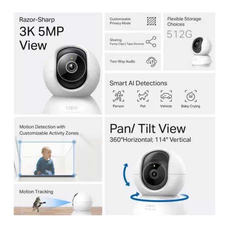 TP-LINK Wireless Kamera Cloud beltéri éjjellátó, TAPO C230