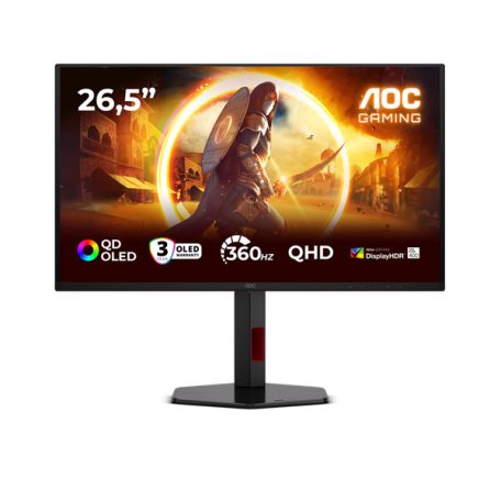 AOC OLED Gaming monitor 26,5" Q27G4SDR 2560x1440, 16:9, 1000cd/m2, 0,03ms, HDMI/DisplayPort/2xUSB,360 Hz, áll.mag.,pivot