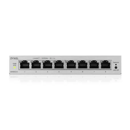 ZYXEL Switch 8x1000Mbps Fémházas Asztali, Web menedzselés, GS1200-8V3-EU0101F