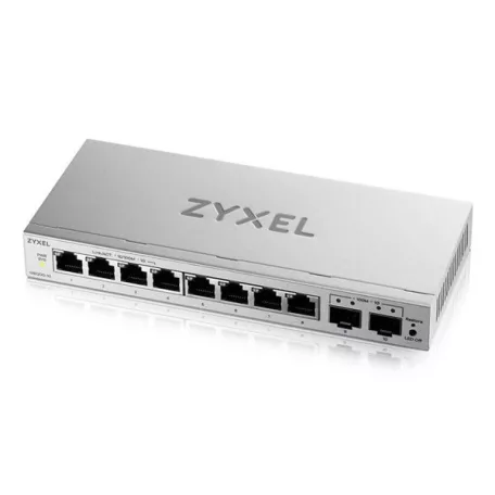 ZYXEL Switch 8x1000Mbps + 2xSFP Fémházas Asztali, Web menedzselés, GS1200-10V3-EU0101F