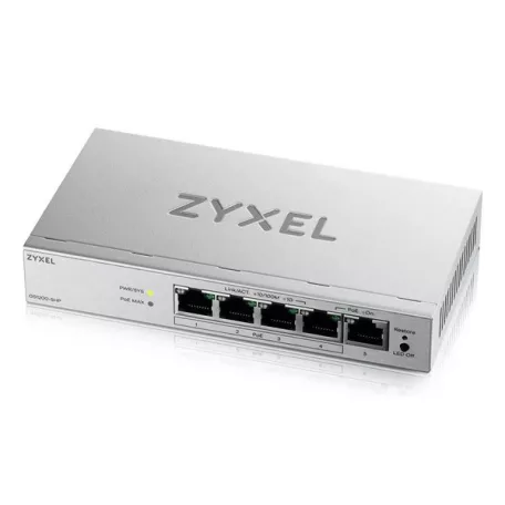 ZYXEL Switch 5x1000Mbps (4xPOE+), Fémházas Asztali, GS1200-5HPV3-EU0101F