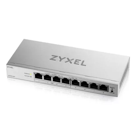 ZYXEL Switch 8x1000Mbps (4xPOE+), Fémházas Asztali, GS1200-8HPV3-EU0101F