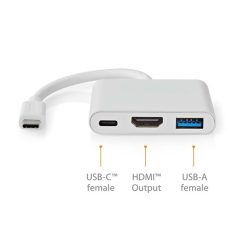   Nedis CCGB64770WT01 USB-C multiport adapter, USB C dugó - HDMI/ USB-A / USB-C aljzat, 5 Gbps