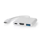 Nedis CCGB64770WT01 USB-C multiport adapter, USB C dugó - HDMI/ USB-A / USB-C aljzat, 5 Gbps