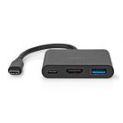 Nedis CCGB64770BK01 USB-C multiport adapter, USB C dugó - HDMI/ USB-A / USB-C aljzat, 5 Gbps