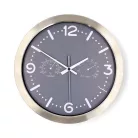 Nedis CLWA5226SS falióra, 30 cm átmérő,  rozsdamentes acél, csendes szerkezet: óra, hőmérő, páratartamom mérő
