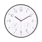 Nedis CLWA4226BK falióra, 30 cm átmérő,  műanyag, csendes szerkezet: óra, hőmérő, páratartamom mérő