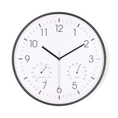   Nedis CLWA4226BK falióra, 30 cm átmérő,  műanyag, csendes szerkezet: óra, hőmérő, páratartamom mérő