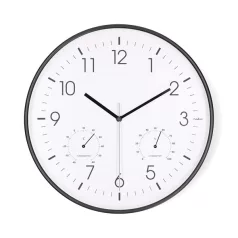   Nedis CLWA4226BK falióra, 30 cm átmérő,  műanyag, csendes szerkezet: óra, hőmérő, páratartamom mérő
