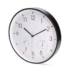   Nedis CLWA4226BK falióra, 30 cm átmérő,  műanyag, csendes szerkezet: óra, hőmérő, páratartamom mérő