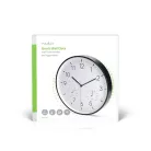 Nedis CLWA4226BK falióra, 30 cm átmérő,  műanyag, csendes szerkezet: óra, hőmérő, páratartamom mérő