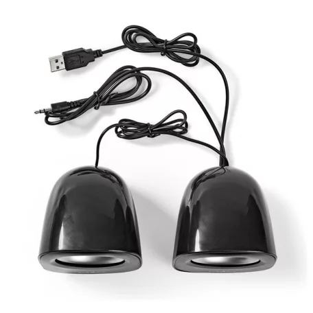 Nedis CSPR10020BK PC hangszóró 2.0, 12 W, 3,5mm sztereo jack, USB-ről táplált, hangerőszabályzó