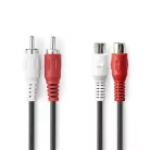 Nedis CAGB24205BK50 RCA toldó kábel, 2x RCA apa - 2x RCA anya, 5m