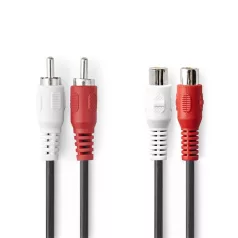   Nedis CAGB24205BK50 RCA toldó kábel, 2x RCA apa - 2x RCA anya, 5m