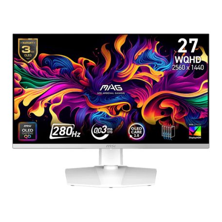 MSI Monitor GAMING MAG 272QPW QD-OLED X28 26,5" WQHD 2560x1440, 280Hz, 150000:1 CR, 250cd/m2, 0,03ms, 2x HDMI, DP, White