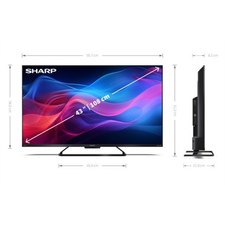 SHARP 43GR8265E 43"/108cm 4K UHD QLED Google TV, 144 Hz, 3840x2160, 4xHDMI/2xUSB