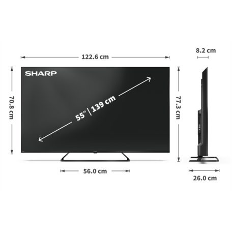 SHARP 55HP6265E 55"/139cm 4K Ultra HD QLED Google TV, 3840x2160, 4xHDMI/2xUSB