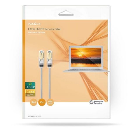 Nedis CCGB85121GY100  SF/UTP Cat5e patch kábel, RJ45, 10/100/1000 Mbit/s, hossz 10m