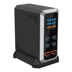 BLACKBIRD Töltőállomás GAN 240W 4xUSB-C + 2xUSB, Fekete