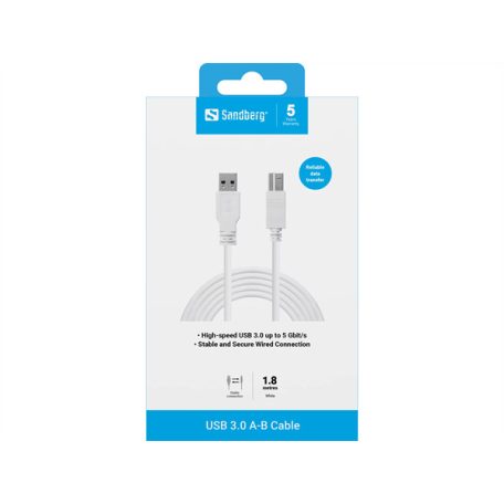 SANDBERG USB 3.0 A-B kábel 1.8 m