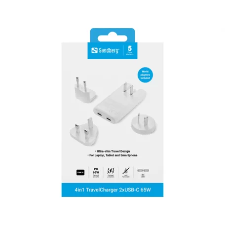 SANDBERG 4in1 TravelCharger 2xUSB-C 65W