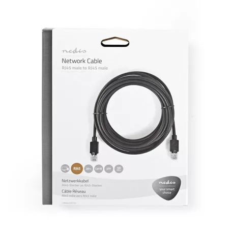 Nedis CCBW85100AT200 UTP Cat5e patch kábel, LSZH, RJ45, 10/100/1000 Mbit/s, hossz 20m, fekete