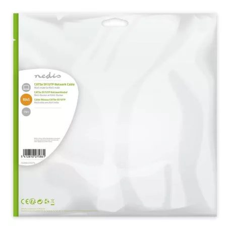 Nedis CCGP85121GY75 UTP / FTP Cat5 patch kábel, RJ45 aranyozott érintkezők, 10/100/1000 Mbit/s, hossz 7,5m