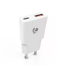 Nedis WCHA30WT gyorstöltő USB-A / USB-C töltő, GaN, PD3.0, QC, Gyorstöltési funkció 1,5 / 2,0 / 2,5 / 3,0 A, 30W, fehér