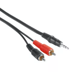  HAMA 205106, ECO 3,5MM JACK-2RCA ÖSSZEKÖTŐKÁBEL 2,0M, FEKETE