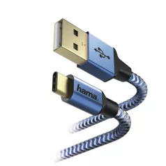   HAMA 201558, FIC E3 ADATKÁBEL USB TYPE-C "REFLECTIVE" 1,5M, KÉK
