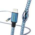 HAMA 201553, FIC E3 ADATKÁBEL LIGHTNING "REFLECTIVE" 1,5M, KÉK