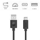 HAMA 86447, ADATKÁBEL USB 2.0 USB-A/TYPE-C  (60W) 1,2M, FEKETE