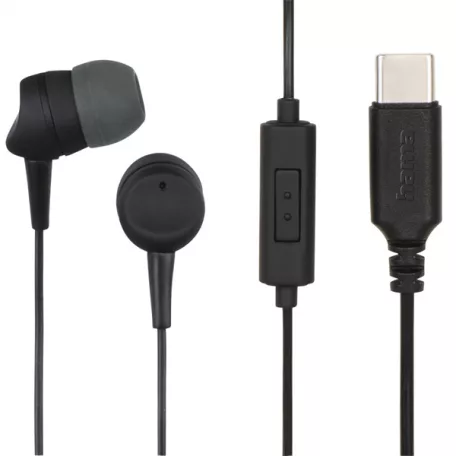HAMA 184141, "BASIC4PHONE" IN-EAR FÜLHALLGATÓ,USB TYPE-C, FEKETE