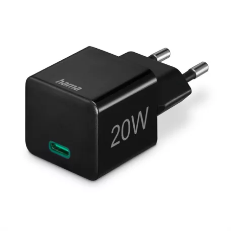 HAMA 201984, UNIVERZÁLIS HÁLÓZATI USB TYPE-C TÖLTŐ MINI "PD", FEKETE 20W