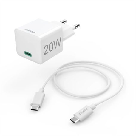 HAMA 201675, FIC E3 UNIV. HÁLÓZATI USB TYPE-C TÖLTŐ MINI "PD,QC", FEH. 20W, 1M KÁBEL