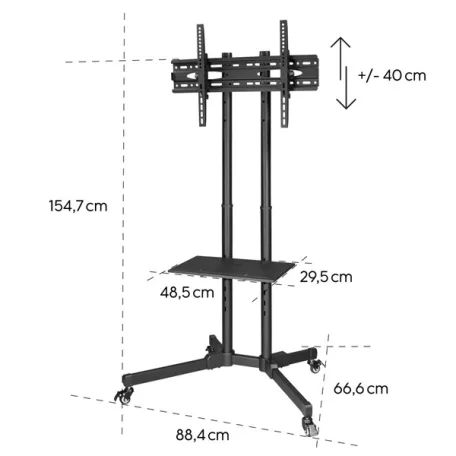 HAMA 220874, TV TARTÓ ÁLLVÁNY,"FITV" TROLLEY GURULÓS (600X400) 75"-IG
