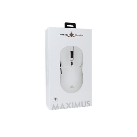 WHITE SHARK PRÉMIUM GM-9010W MAXIMUS-W vezeték nélküli gamer egér, 26.000 dpi, fehér