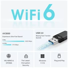 TP-LINK Wireless Adapter USB Dual Band AX3000, ARCHER TX50U
