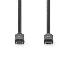   Nedis CCGW64750BK10 USB C - USB C (USB-C) kábel, USB 3.2 Gen 2, 100W, 4K@60Hz, 10 Gbps, hossz 1m