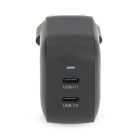 Nedis WGCHA45WBK töltő 45 W | GaN | PD3.0, Gyorstöltési funkció, 2,25 / 3,0 A, 2x USB-C, Automatikus feszültségválasztás