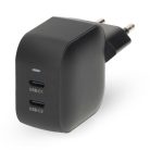 Nedis WGCHA45WBK töltő 45 W | GaN | PD3.0, Gyorstöltési funkció, 2,25 / 3,0 A, 2x USB-C, Automatikus feszültségválasztás