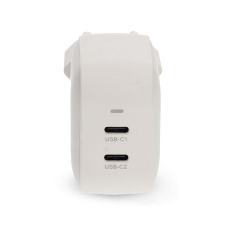 Nedis WGCHA45WWT töltő 45 W | GaN | PD3.0, Gyorstöltési funkció, 2,25 / 3,0 A, 2x USB-C, Automatikus feszültségválasztás