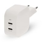 Nedis WGCHA45WWT töltő 45 W | GaN | PD3.0, Gyorstöltési funkció, 2,25 / 3,0 A, 2x USB-C, Automatikus feszültségválasztás