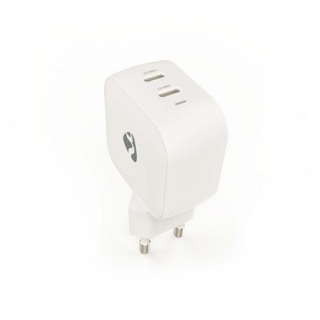 Nedis WGCHA45WWT töltő 45 W | GaN | PD3.0, Gyorstöltési funkció, 2,25 / 3,0 A, 2x USB-C, Automatikus feszültségválasztás