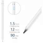 Tech-Protect Active Stylus Pen aktív toll rajzoláshoz,jegyzeteléshez, Android/iOS/Windows 10 - fehér
