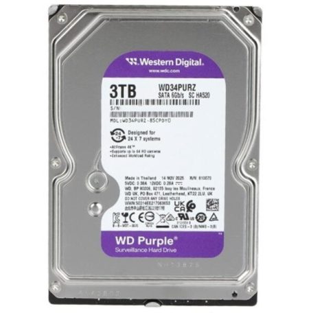 WESTERN DIGITAL 3.5" HDD SATA-III 3TB 5400rpm 128MB Cache, CAVIAR Purple