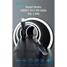 DEVIA USB-C - USB C (Type-C) ADAT ÉS TÖLTŐKÁBEL - SMART SERIES 100W PD, Fekete, 1,5m