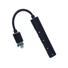   BLACKBIRD Adapter USB3.0/Lightning, 2xUSB, 1xUSB-C, 1xLightning, Fekete